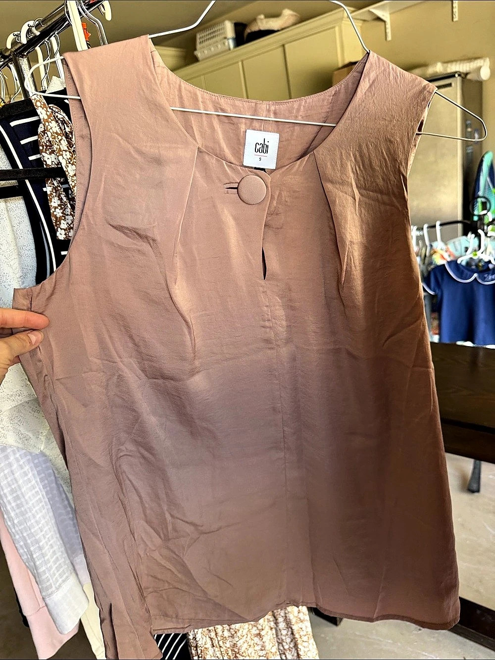 Cabi Rose Top Sleeveless Blouse Brown Small